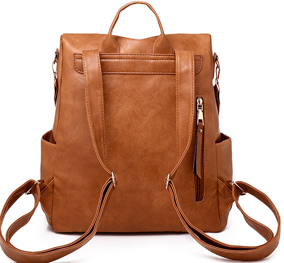 Woman Stylish Simple Leather Backpack