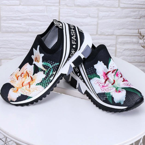 Women Thick Sole Platform Vulcanized Flower Chunky Sneakers