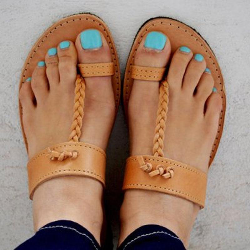 plain flat peep toe casual sandals slippers