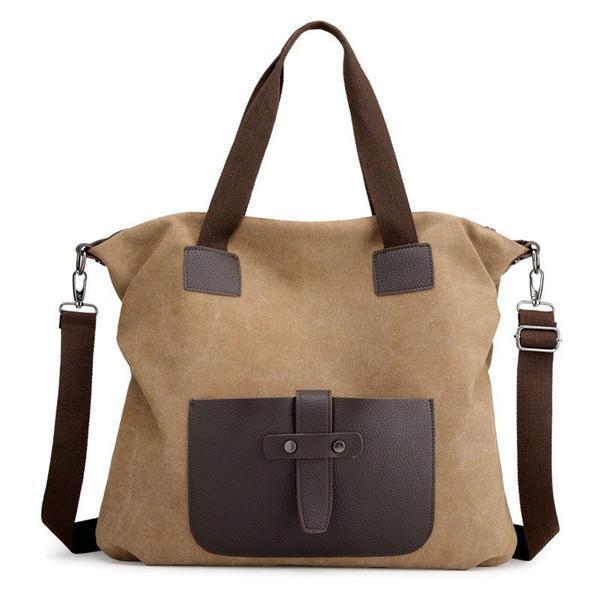 KVKY Canvas Crossbody Bag Large Capacity Patchwork Tote Bag