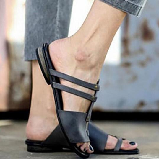 plain flat peep toe sandals
