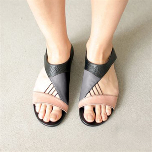 Simple Stitching Color Flat Sandals