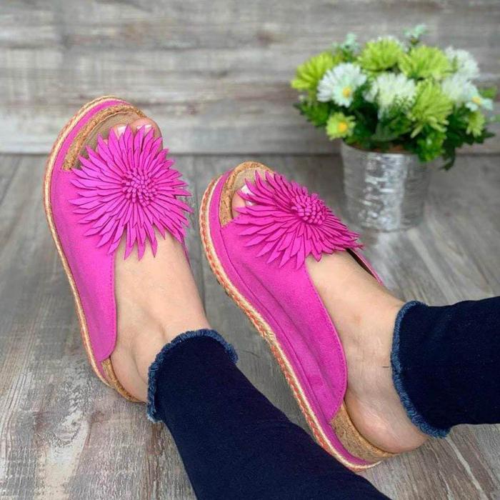 Summer Elegant Flower Slip On Slippers Sandals