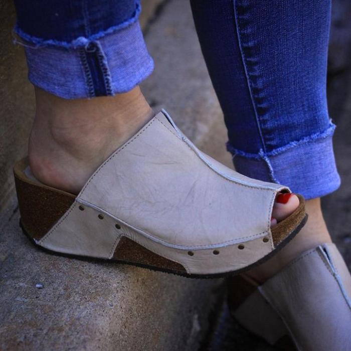 Women Casual Peep Toe Wedge Sandals