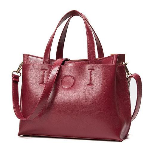 Vintage Genuine Leather Handbag Pure Color Crossbody Bag