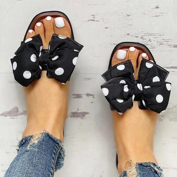 Block Heel Flip Flop Slip-On Bow Casual Casual Slippers