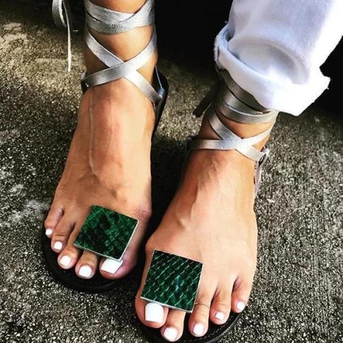 Women Lace-Up Flip-flops Flat Women Summer Sandals