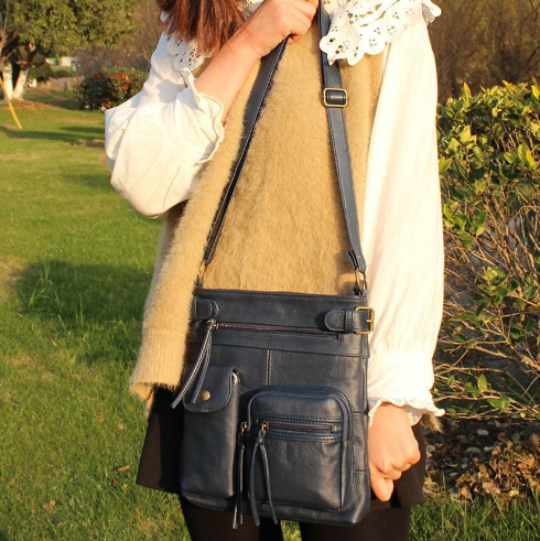 Women Multi-pocket Casual Faux Leather Crossbody Bag