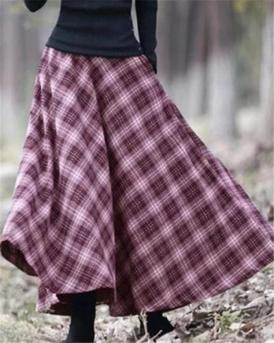 Casual Plaid Vintage Skirt