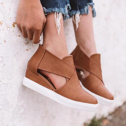Comfortable Faux Leather Wedge Sandals