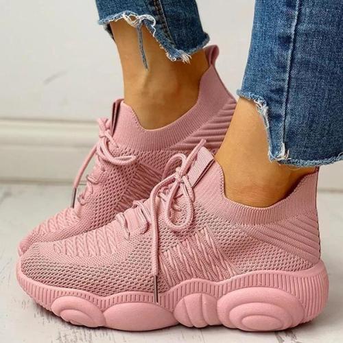 Non-Slip Knitted Breathable Lace-Up Yeezy Sneakers