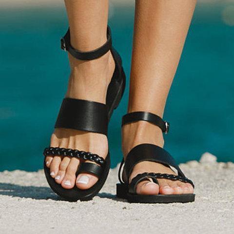 Us 26 99 Women Pu Sandals Casual Comfort Adjustable Buckle