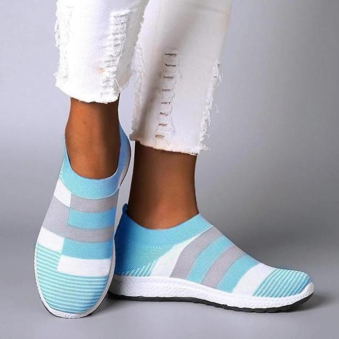 Women Comfy Color Block Sneakers Slip-on Running Shoes