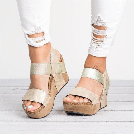 slip on double band wedge sandals