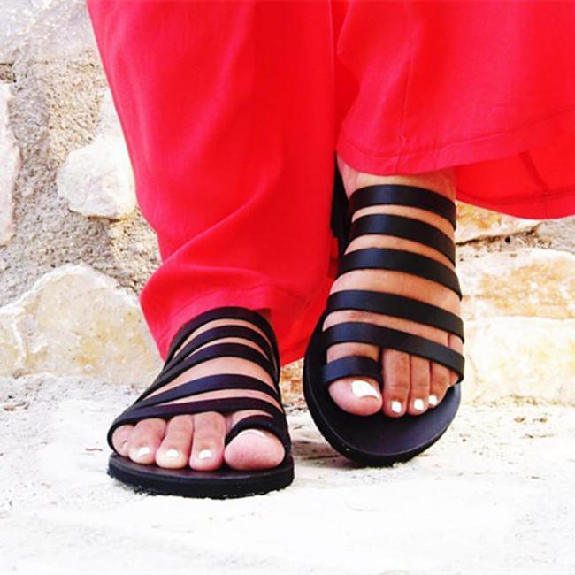 Peep Toe Beach Sandals Strappy Roman Slippers