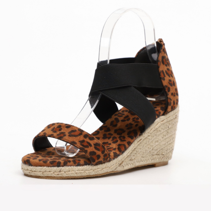 2020 New Fashion Woman Leopard Wedge Sandals