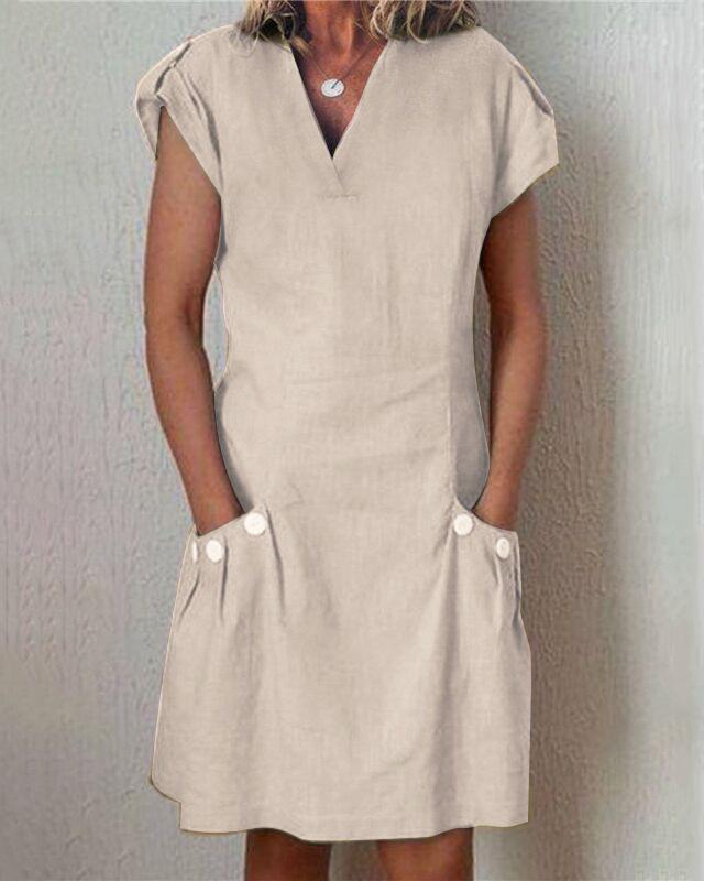 Solid Short Sleeve Casual Mini Dress