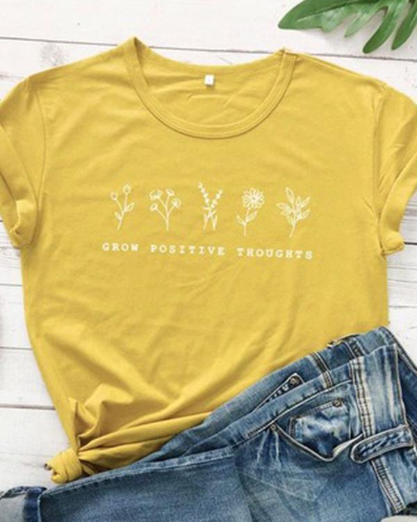 Women Floral Print Tshirt Summer Inspired Slogan Graphic Boho Tee Top Mental Health Shirt