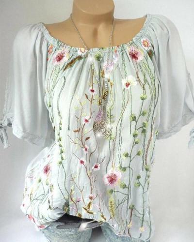 Plus Size Women Printed Casual Loose short Sleeve Blouse Tops