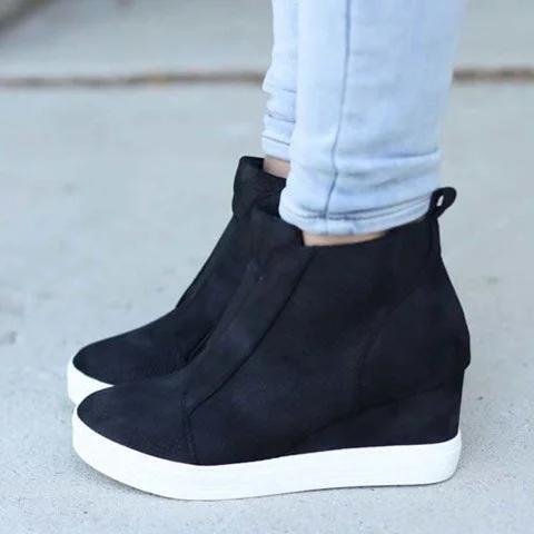 comfort zipper wedge sneakers