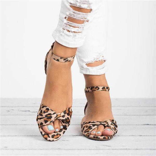 Casual Leopard Adjustable Buckle Sandals