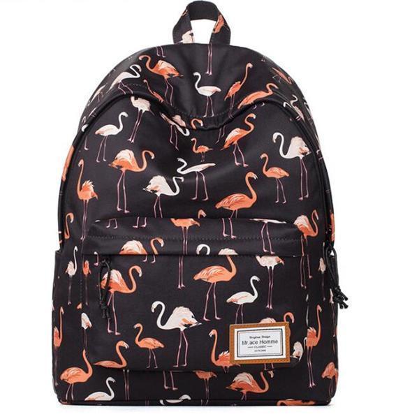Women's Fashion Flamingo Backpack College School Bags Travel Backpack