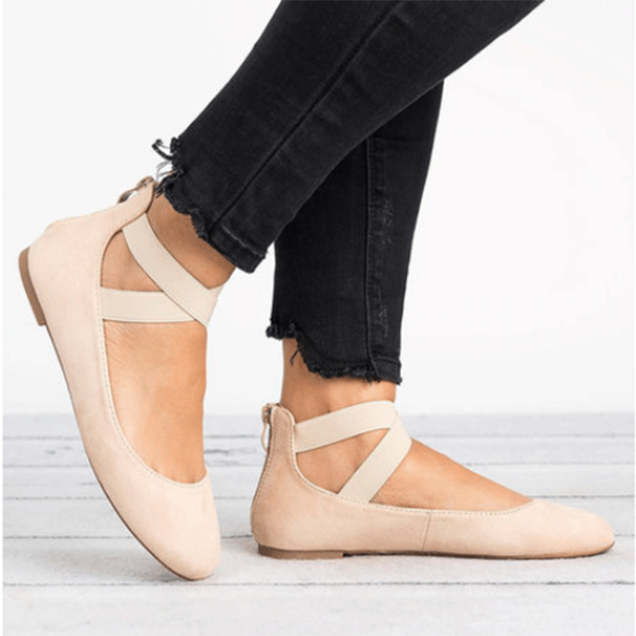Newly Bandage Round Head Women's Flat Dancing Shoes Sandals