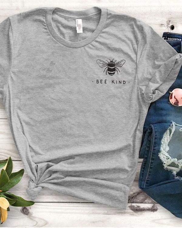 Bee Kind Pocket Print Tshirt Women Tumblr Save The Bees Graphic Tees Shirt
