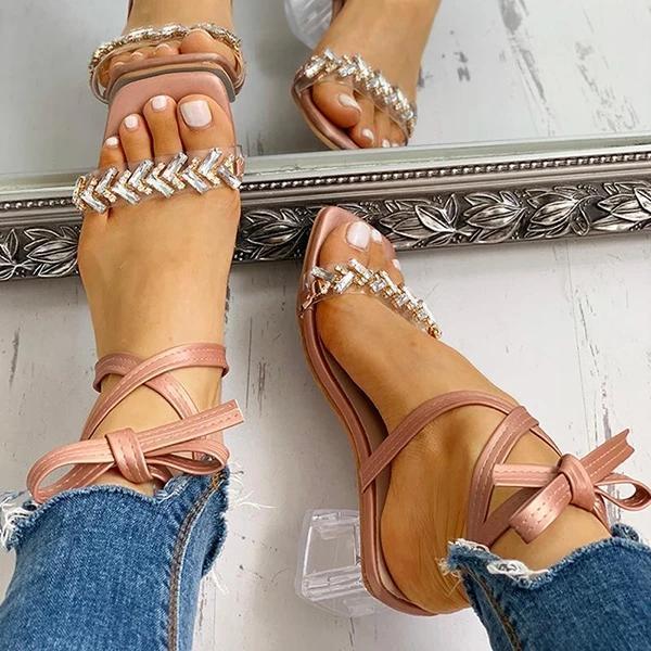 Transparent Chunky Heeled Sandals