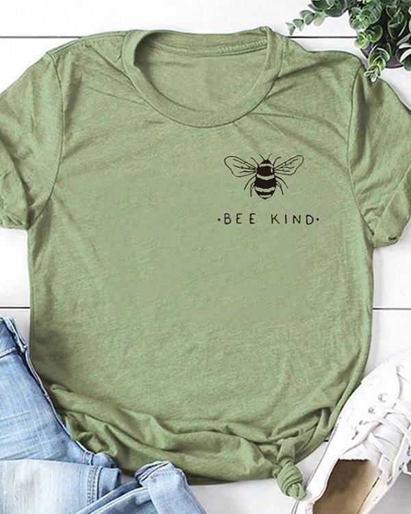 Bee Kind Pocket Print Tshirt Women Tumblr Save The Bees Graphic Tees Shirt