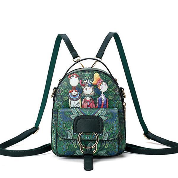 Bohemian Forest Cartoon Pattern Backpack Female Crossbody Bag