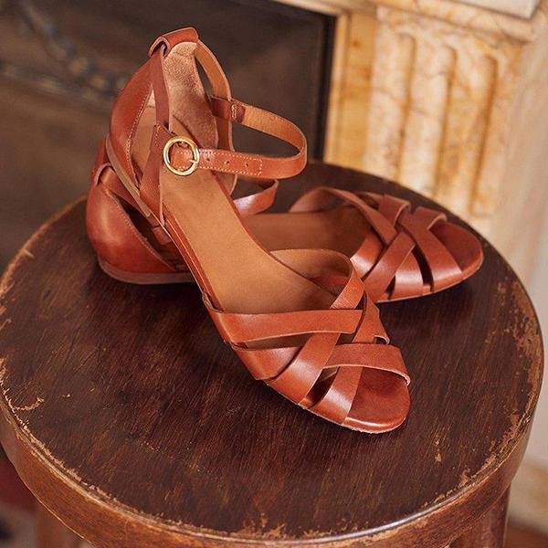 Vintage Across Strap Flat Sandals