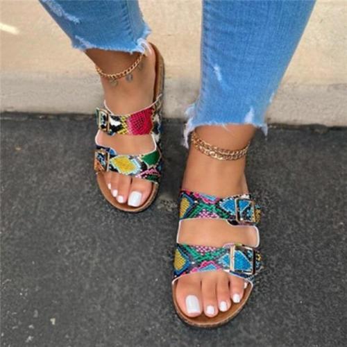 Buckle Women Flat Sandals and Slippers