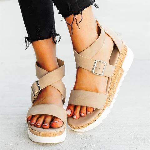Artificial Leather Adjustable Buckle Sandals