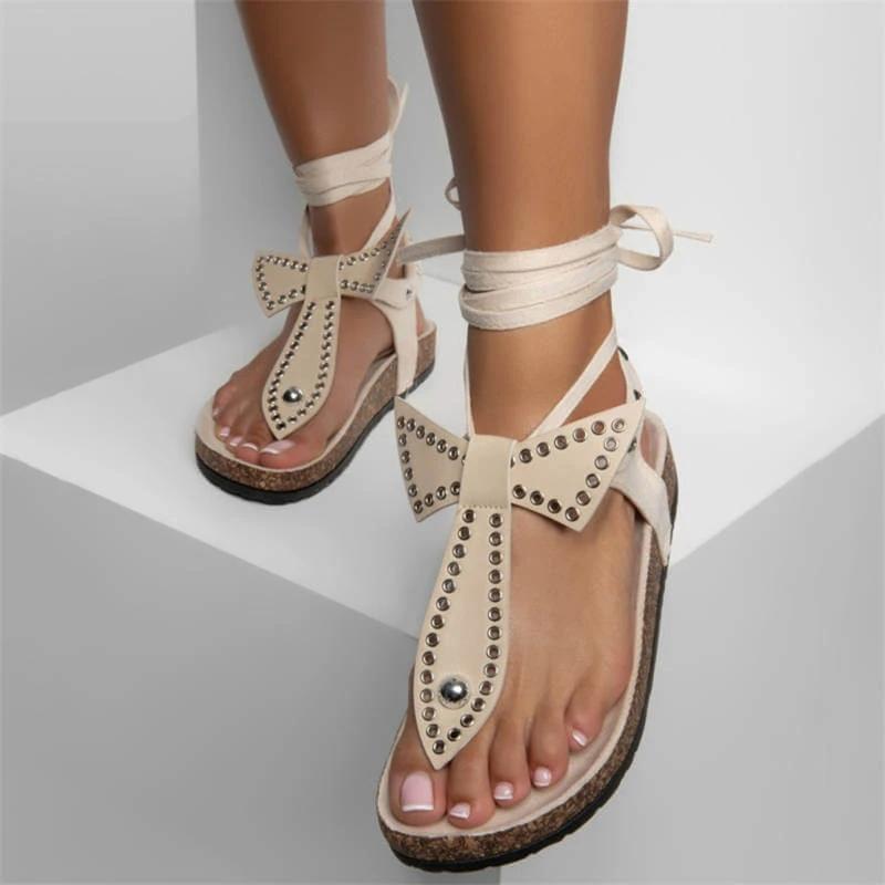 thong tie up heels