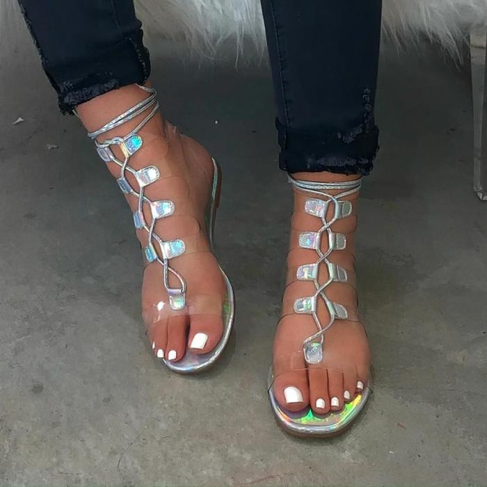 US$ 42.70 - Women Lace Up Flat Sandals - www.lokeeda.com