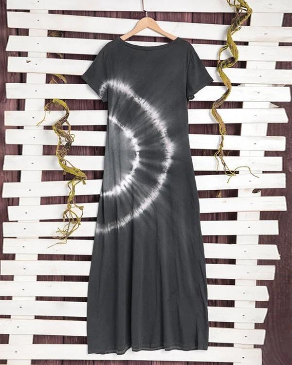 Ombre Tie-Dye Short Sleeve Dresses