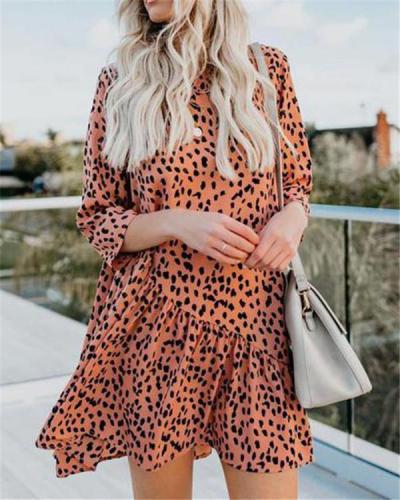 Spring Women Leopard Printed  Mini Dresses