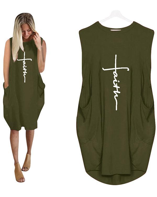 Printing Long Sleeved Irregular Women's Plus Size Sleeveless Mini Dress