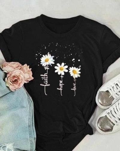 Casual Short Sleeve Flower Shirts & Tops