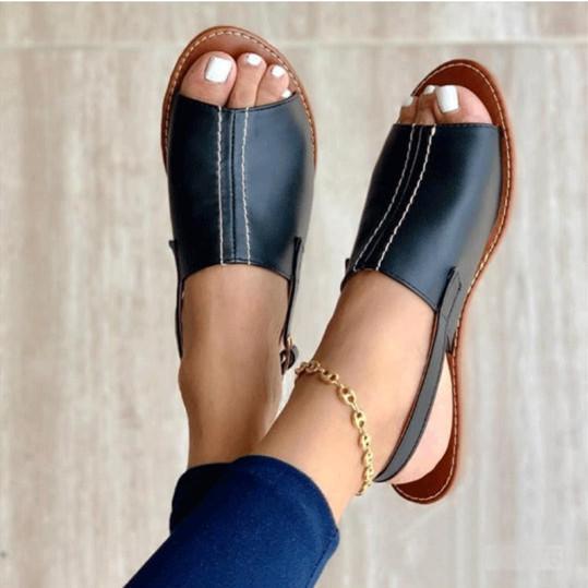 Simple embossed flat sandals