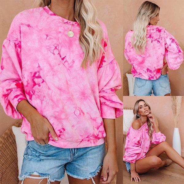 Long Sleeves Tie Dye Casual T-shirts