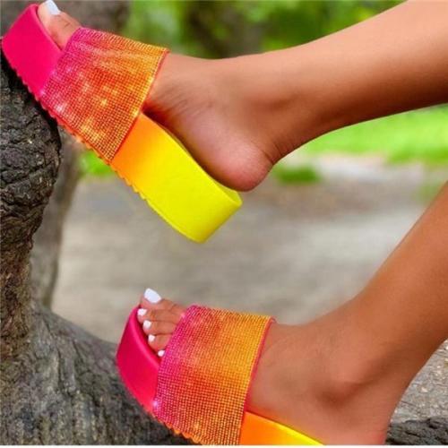 Shining Rainbow Muti Colors Outdoor PCU Thick Sole Slippers