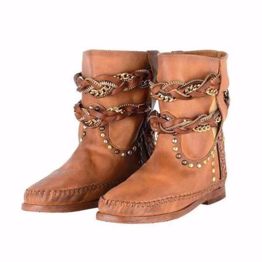 plain round toe date outdoor mid calf flat boots