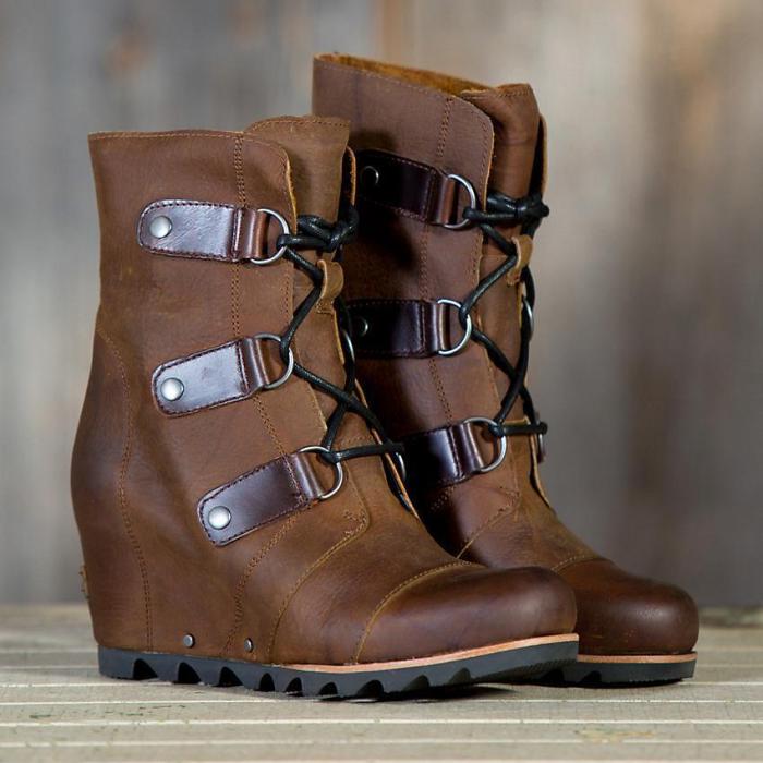 Women's Wedge Mid Waterproof Leather Boots