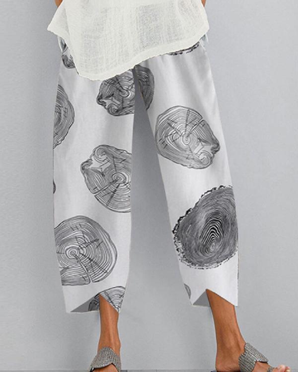 New Fashion Loose Cotton and Linen Printed Casual Pants