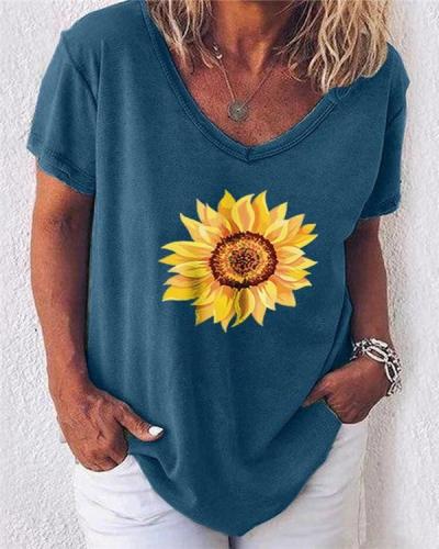 Sunflower Love V Neck T-Shirt