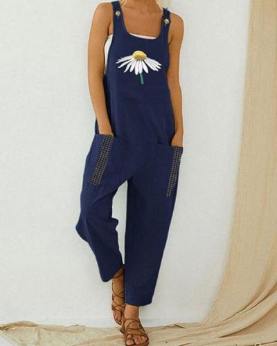 Flower Print Casual Jumpsuit For Women