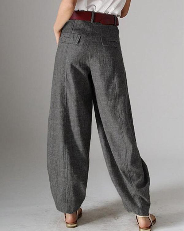 Casual Solid Color Pockets Harem Pants For Women