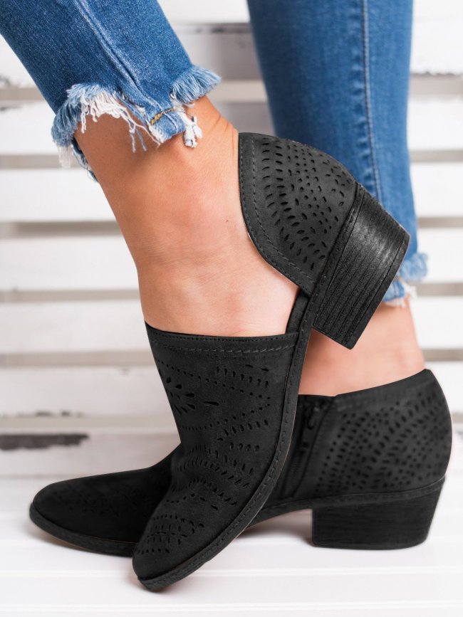 low cut heeled boots